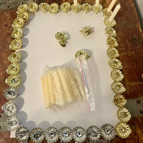 Vintage Candle Holders Reflectors Christmas Tree Clip On Metal Gold W Catcher - Picture 2 of 8